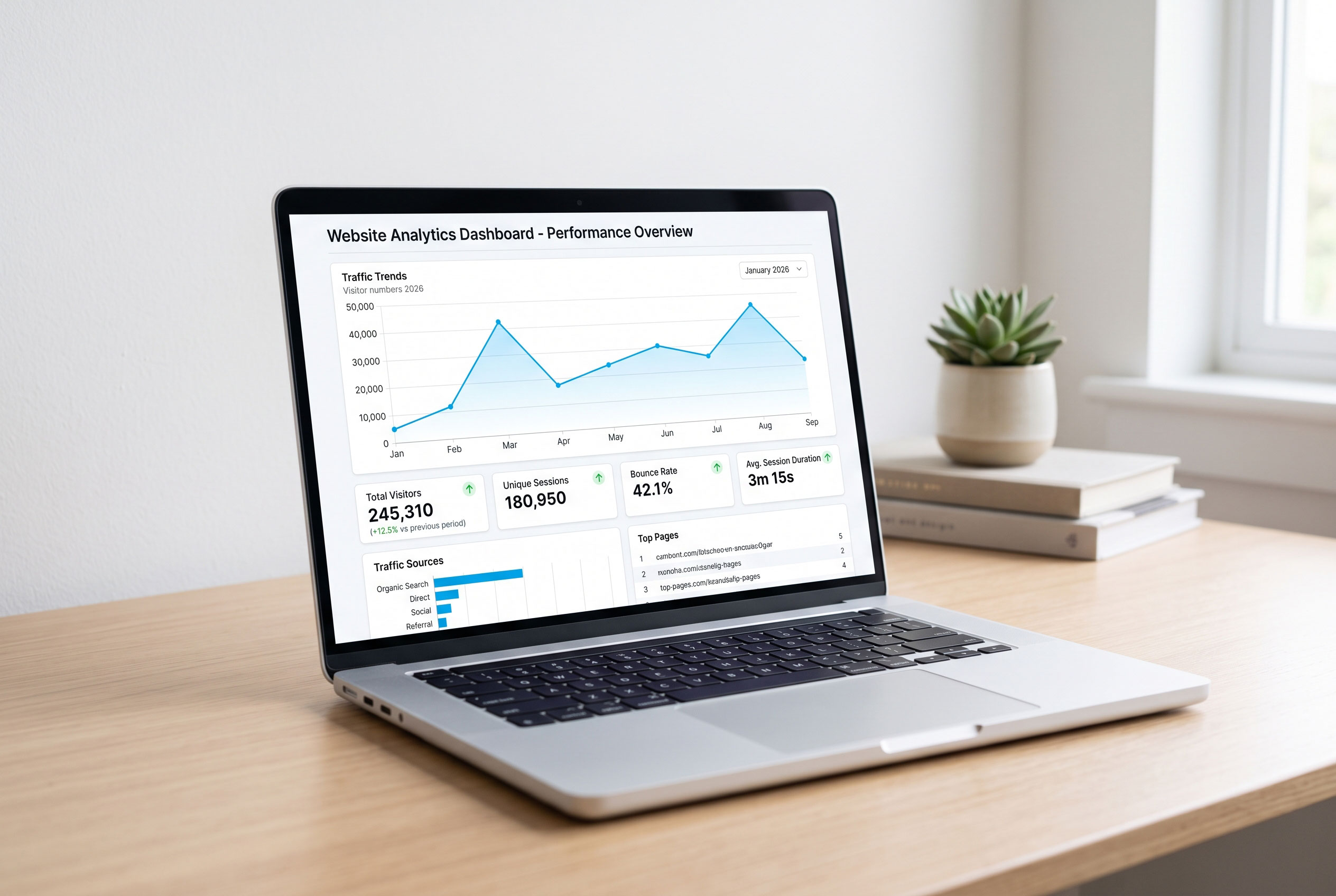 Analytics dashboard showing website traffic trends over time