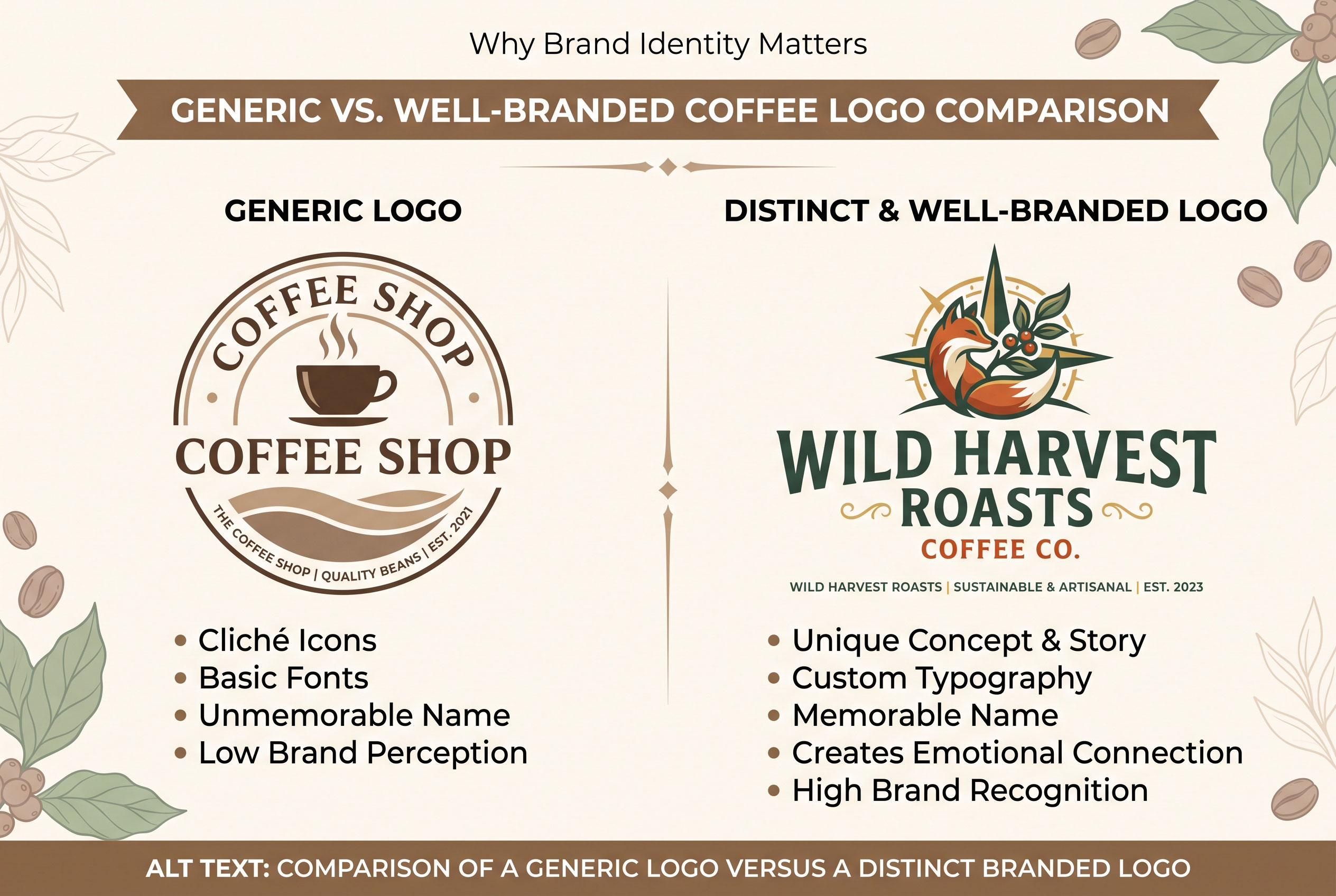 Comparison of a generic logo versus a distinct branded logo