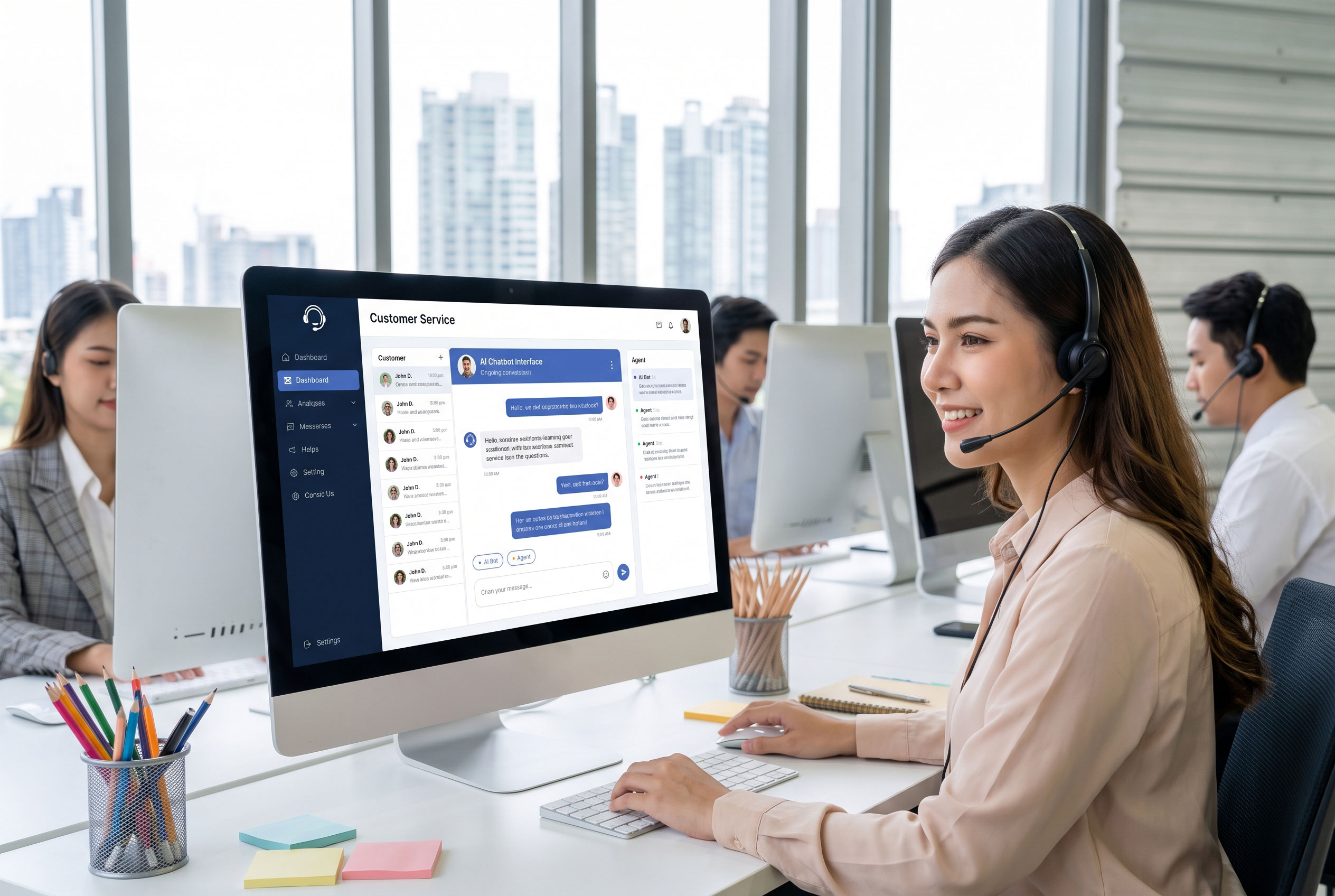 Customer service agent using an AI chatbot tool