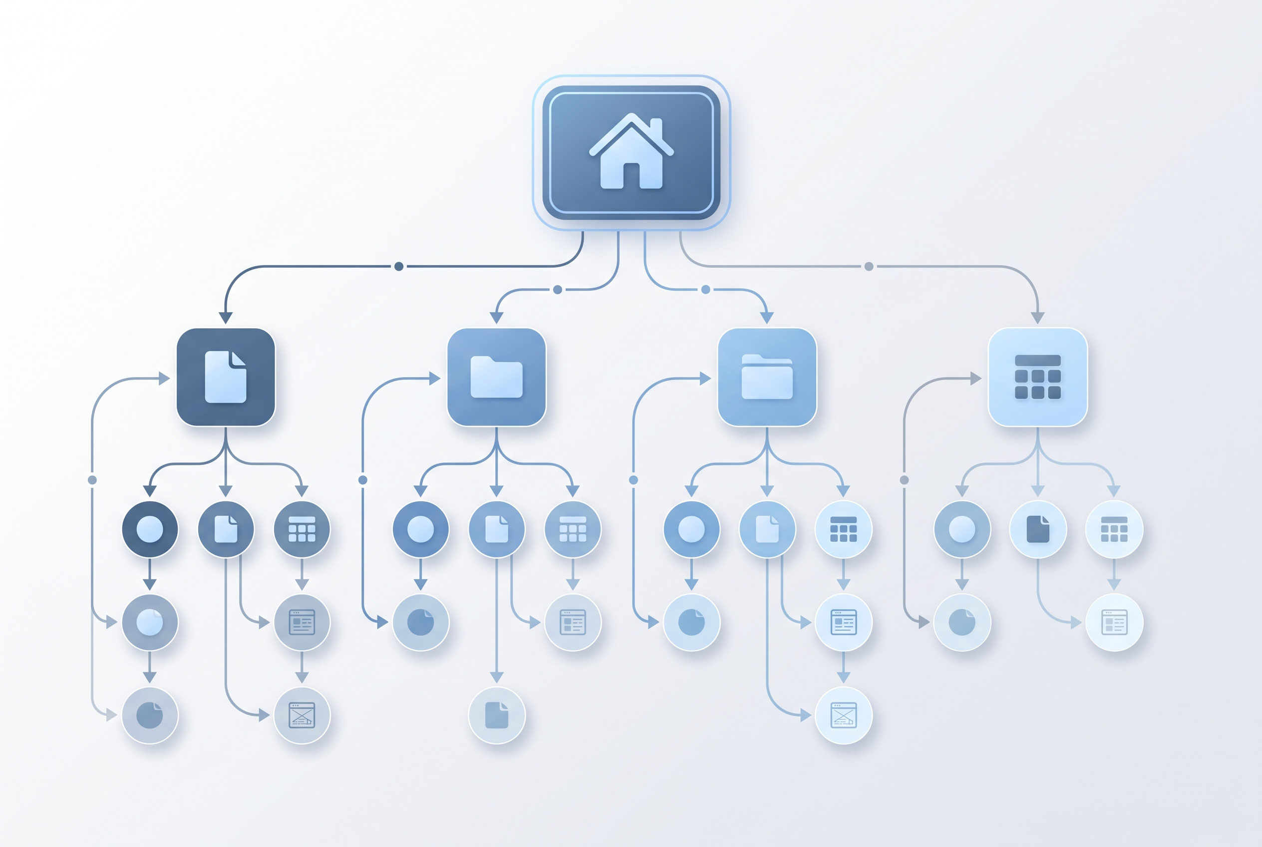 Diagram of a website’s internal linking structure connecting related pages