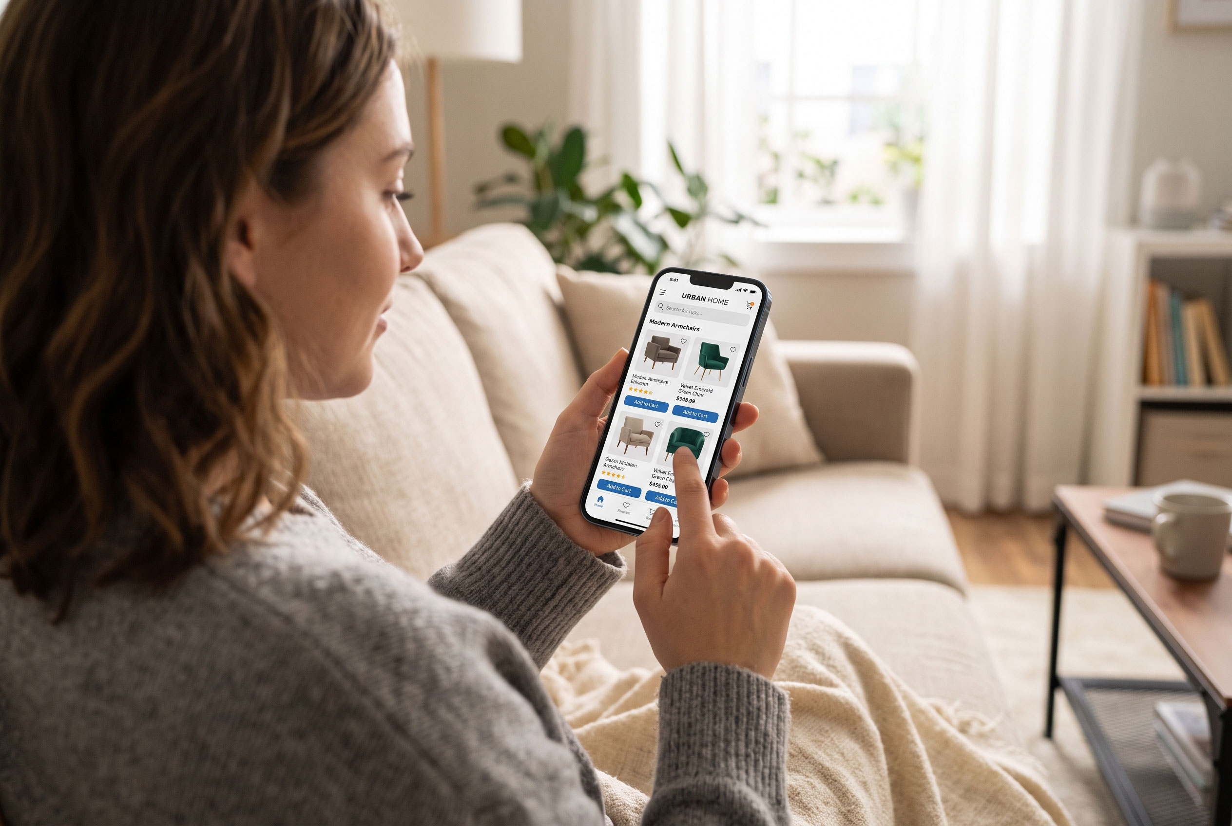 Person shopping on an e-commerce site using a smartphone
