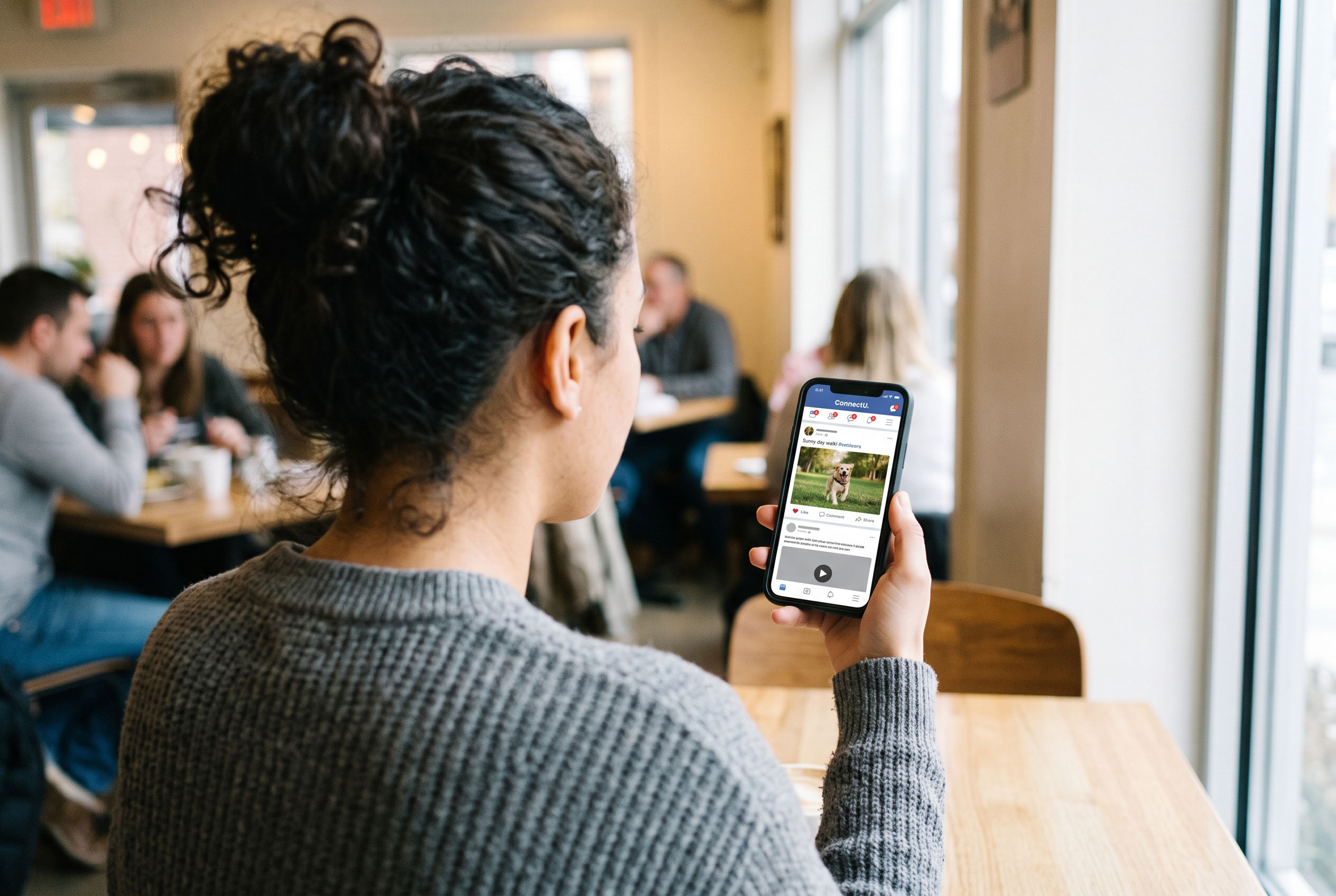Person viewing a social media app on a smartphone.