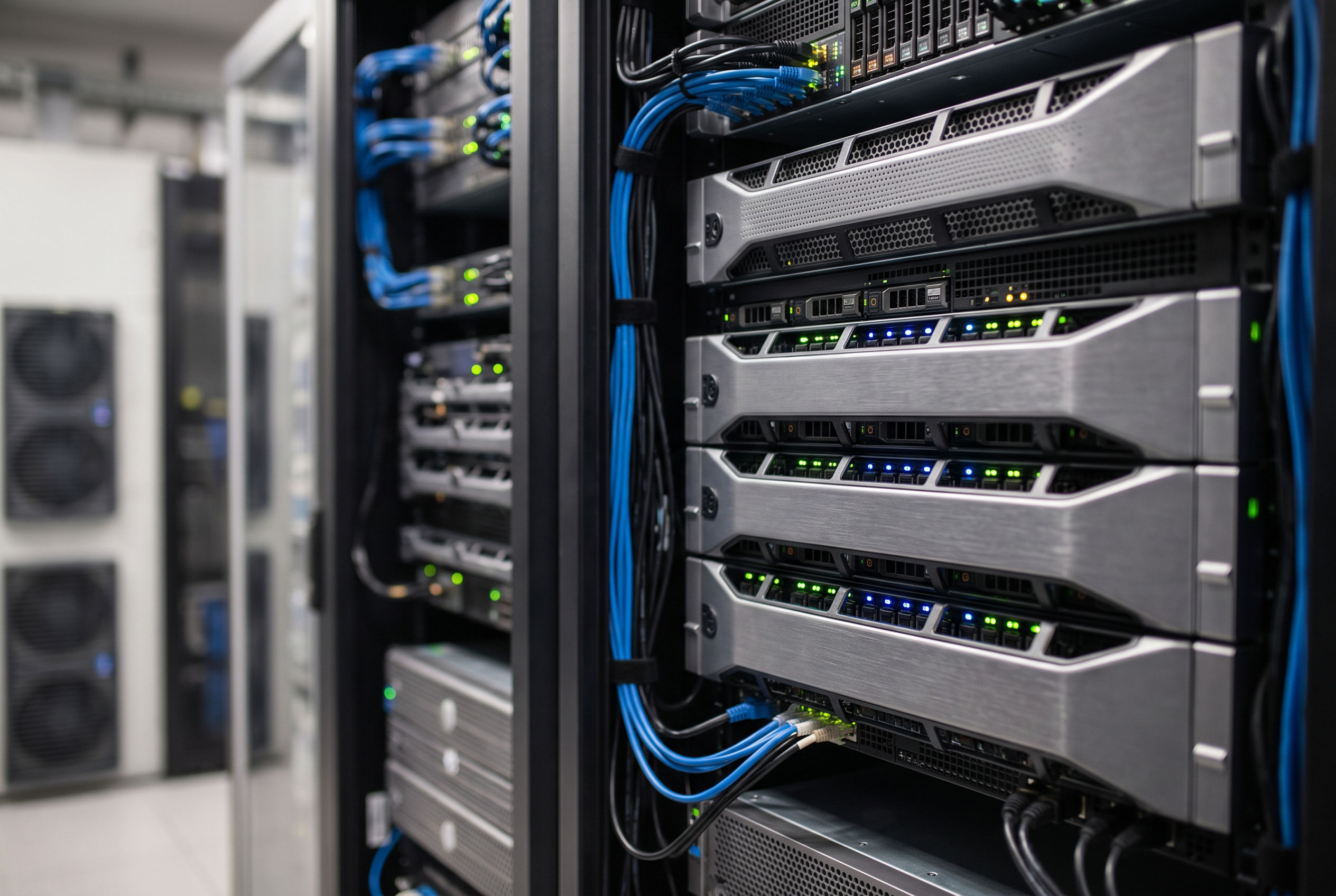 Server rack representing back-end web infrastructure